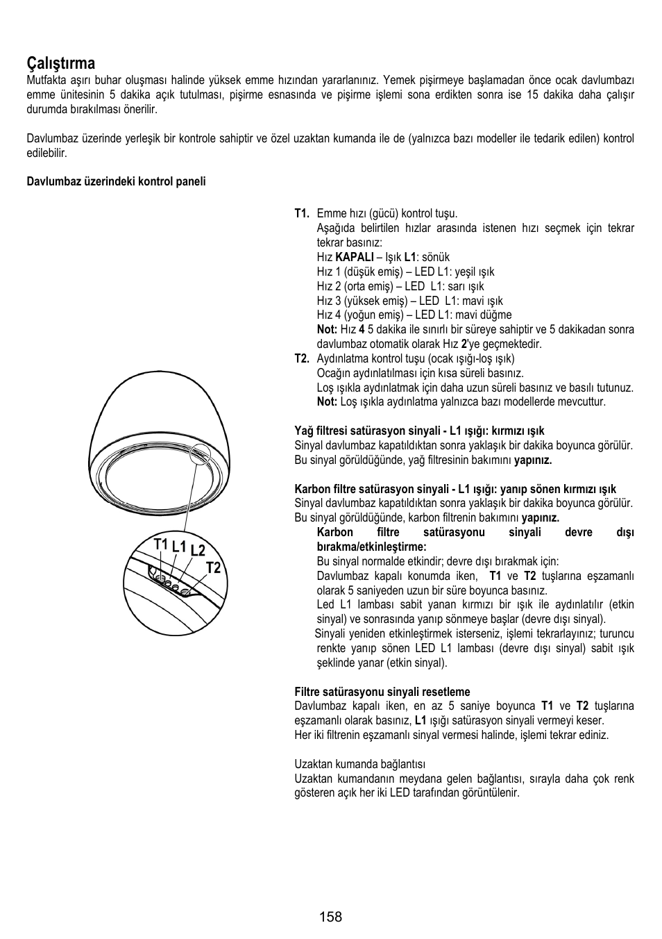 Çalıştırma | ELICA ALTAIR User Manual | Page 158 / 168