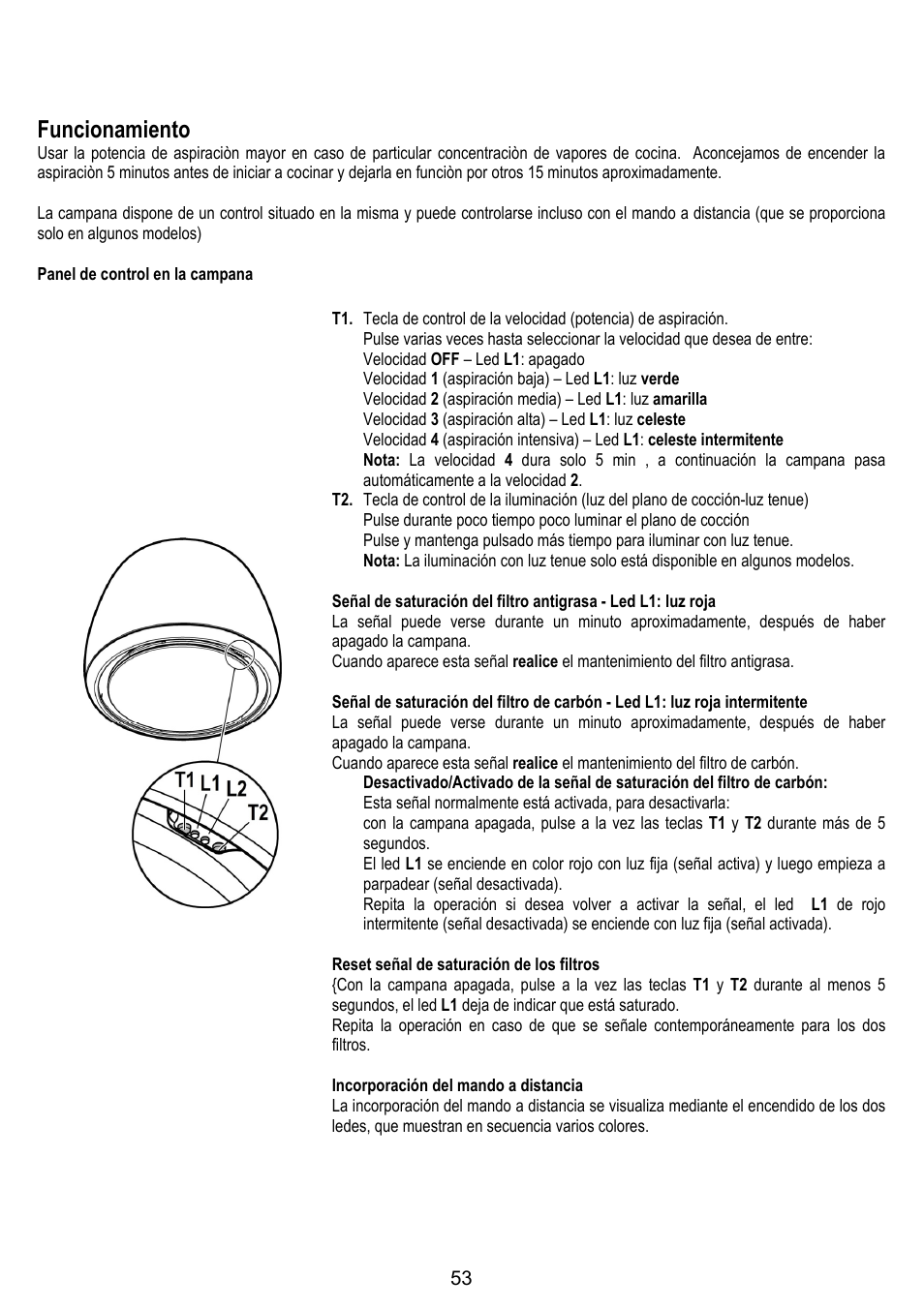 Funcionamiento | ELICA ALTAIR User Manual | Page 53 / 168