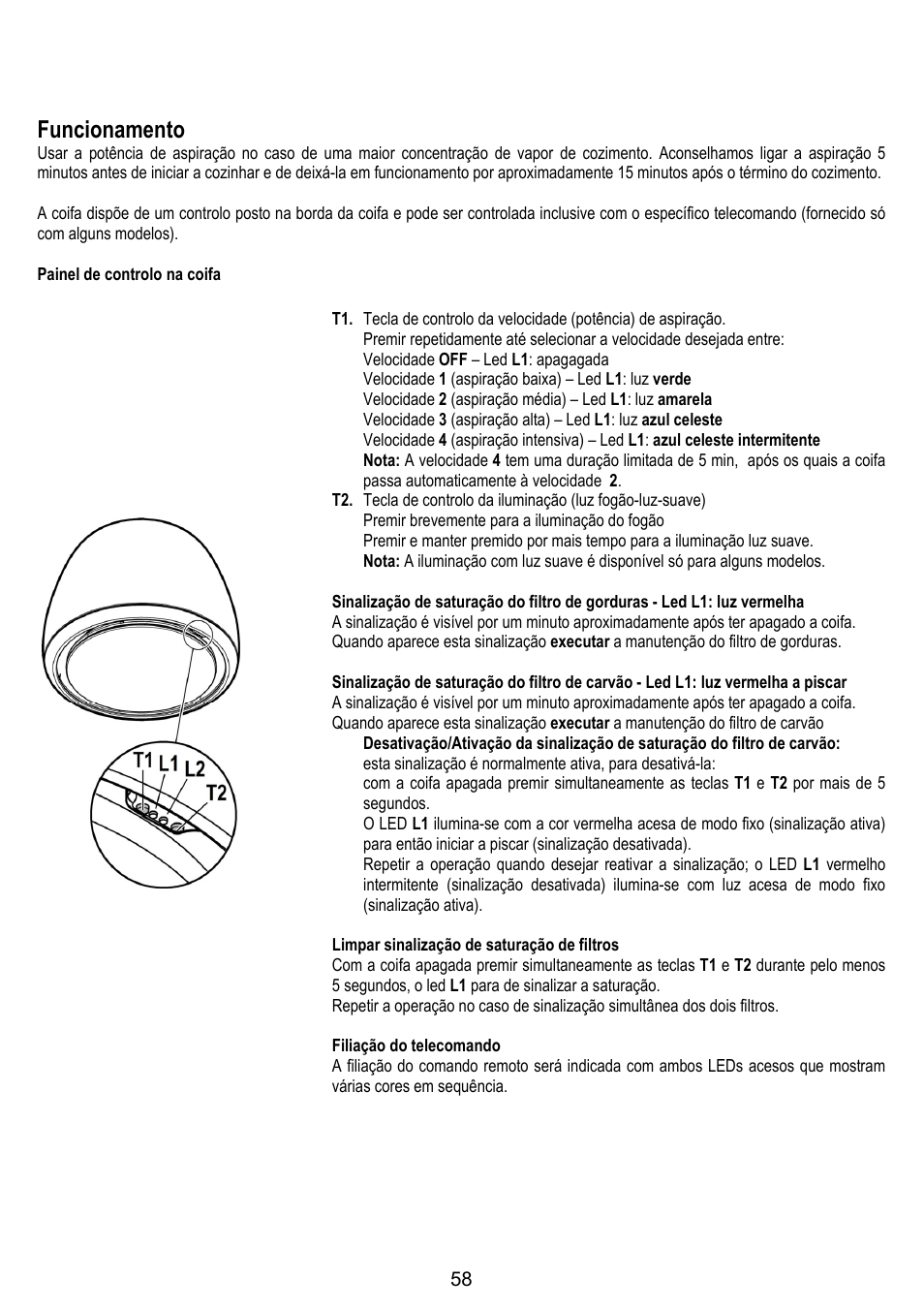 Funcionamento | ELICA ALTAIR User Manual | Page 58 / 168