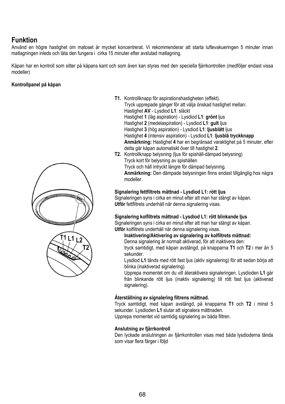 Funktion | ELICA ALTAIR User Manual | Page 68 / 168