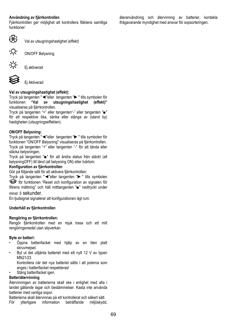 Sekunder | ELICA ALTAIR User Manual | Page 69 / 168