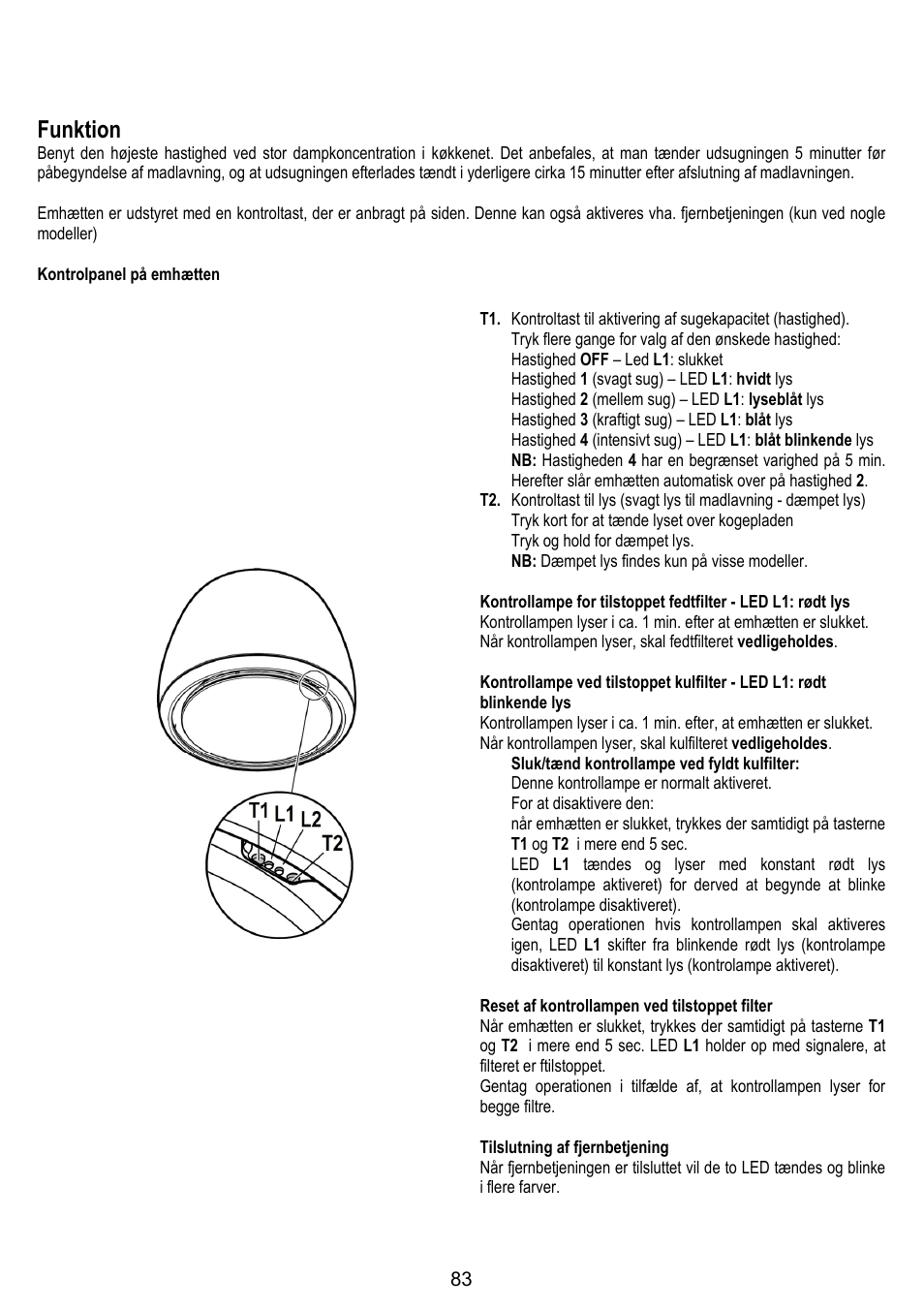 Funktion | ELICA ALTAIR User Manual | Page 83 / 168