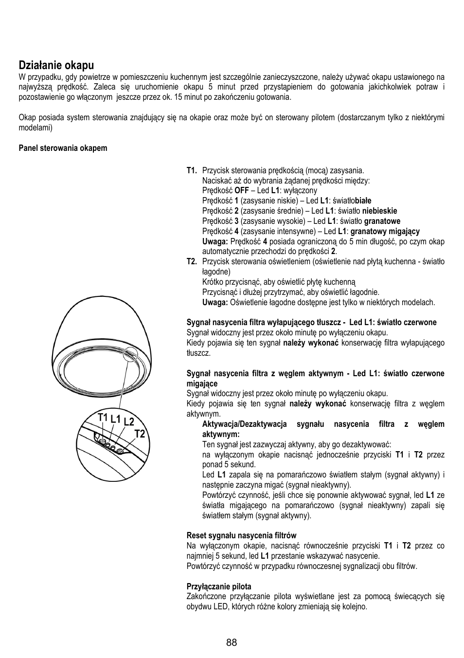 Działanie okapu | ELICA ALTAIR User Manual | Page 88 / 168
