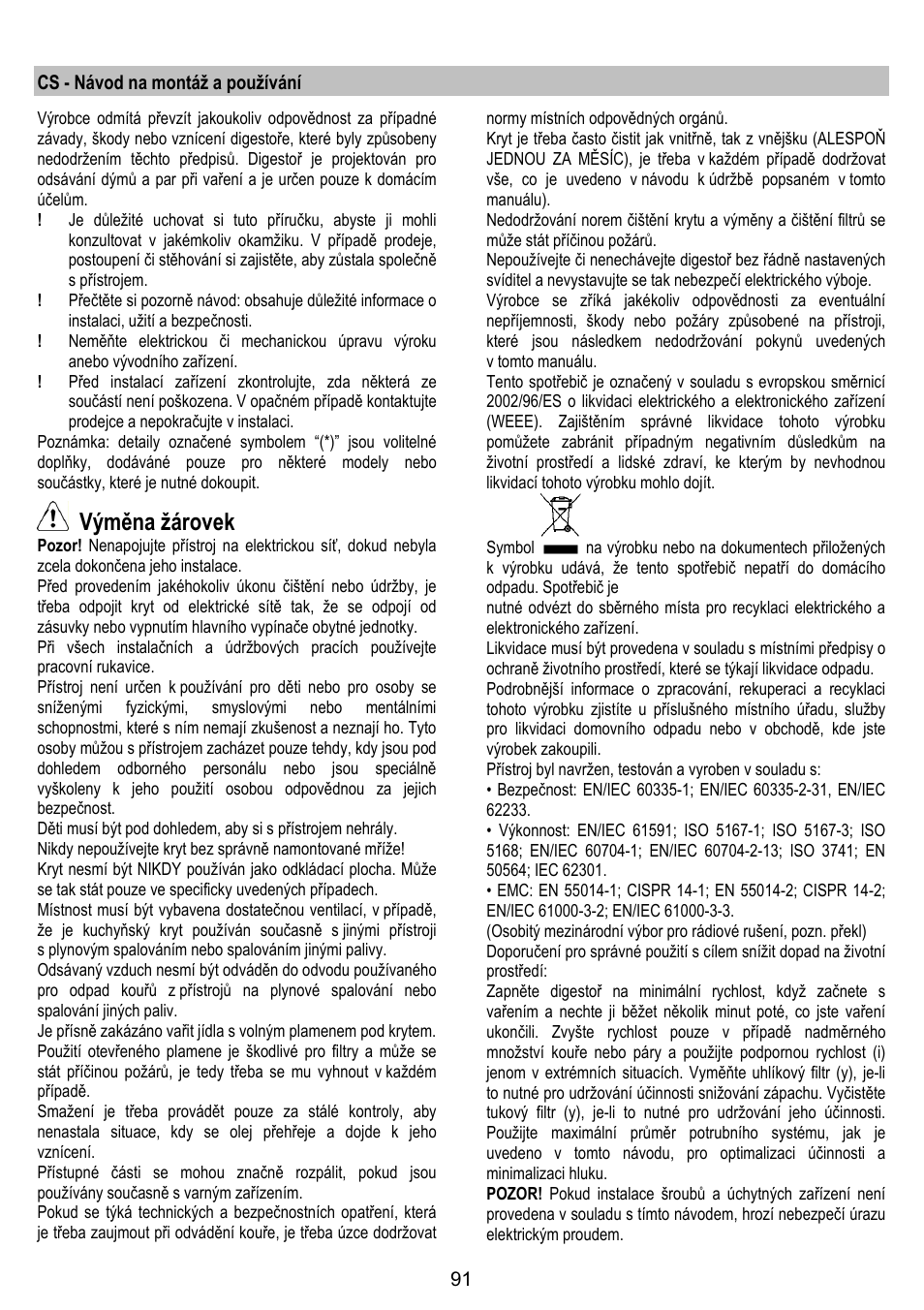 Výměna žárovek | ELICA ALTAIR User Manual | Page 91 / 168