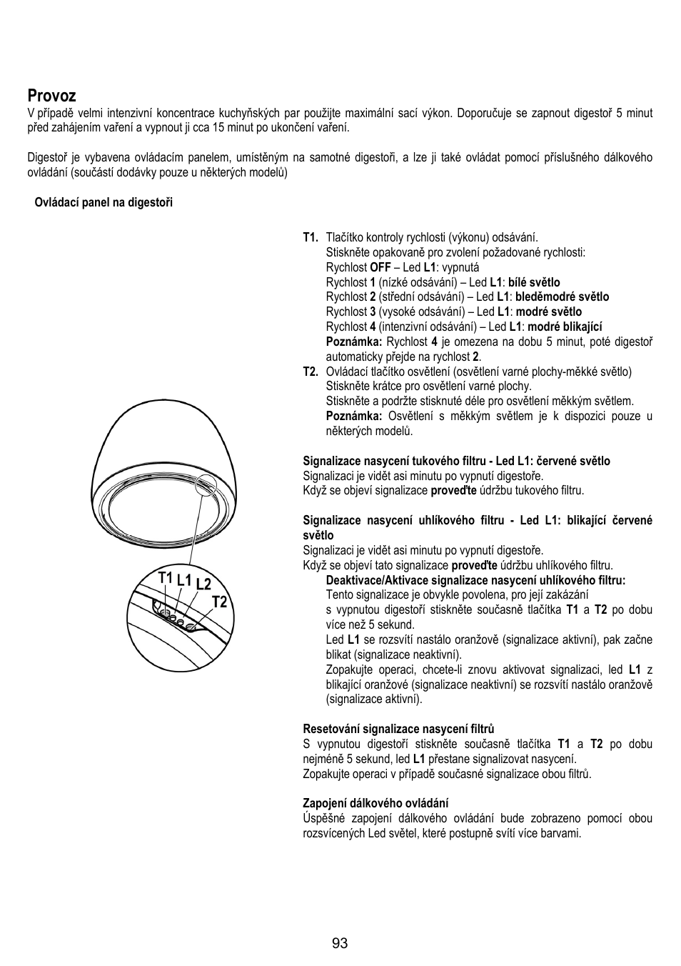 Provoz | ELICA ALTAIR User Manual | Page 93 / 168