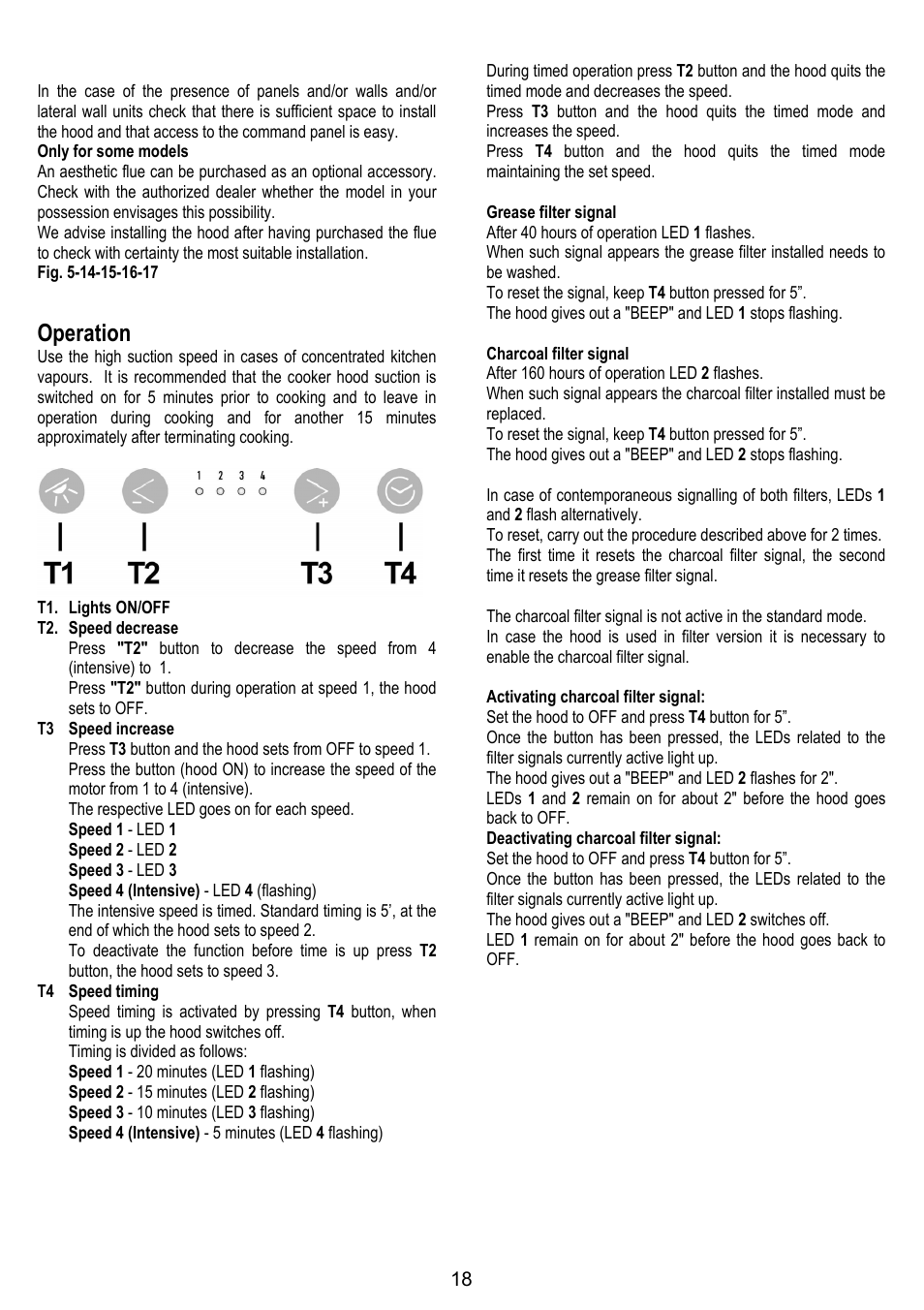 Operation | ELICA BELT User Manual | Page 18 / 132