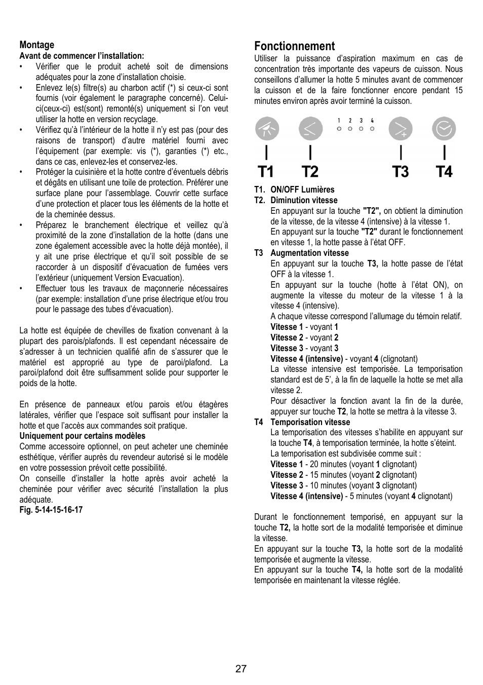 Fonctionnement | ELICA BELT User Manual | Page 27 / 132