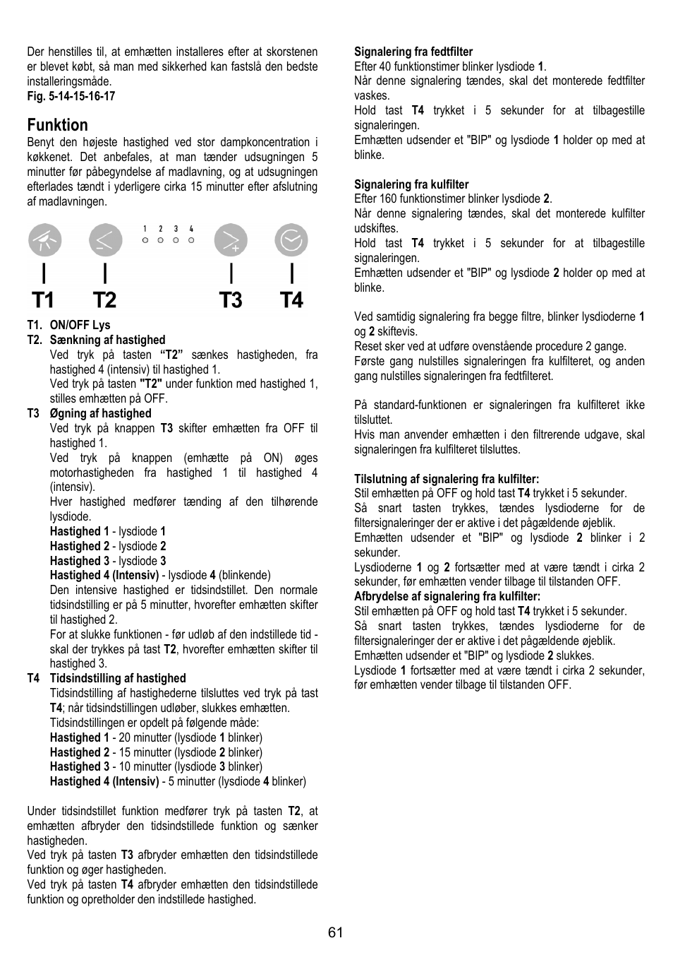 Funktion | ELICA BELT User Manual | Page 61 / 132