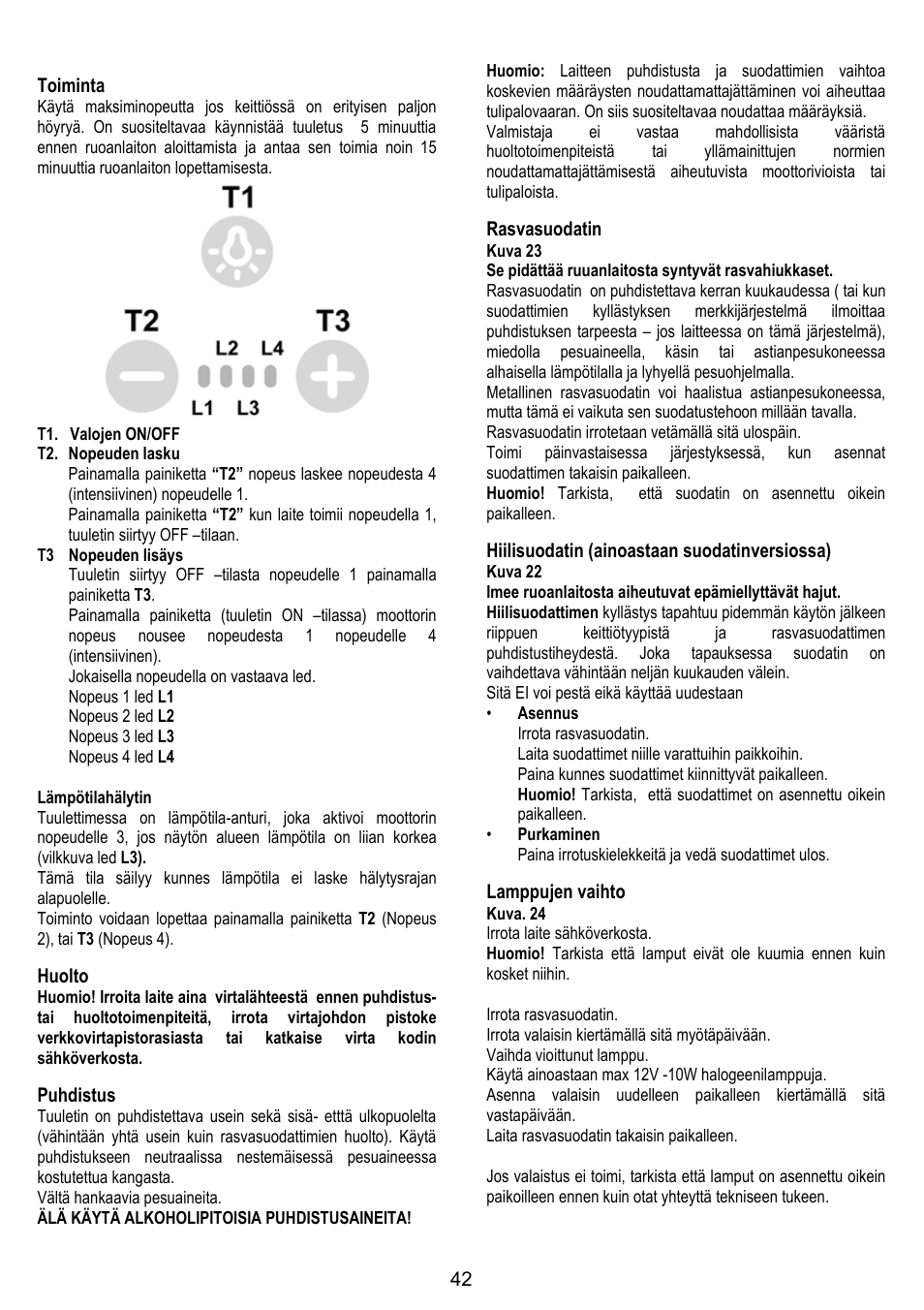 ELICA BUBBLE User Manual | Page 42 / 100