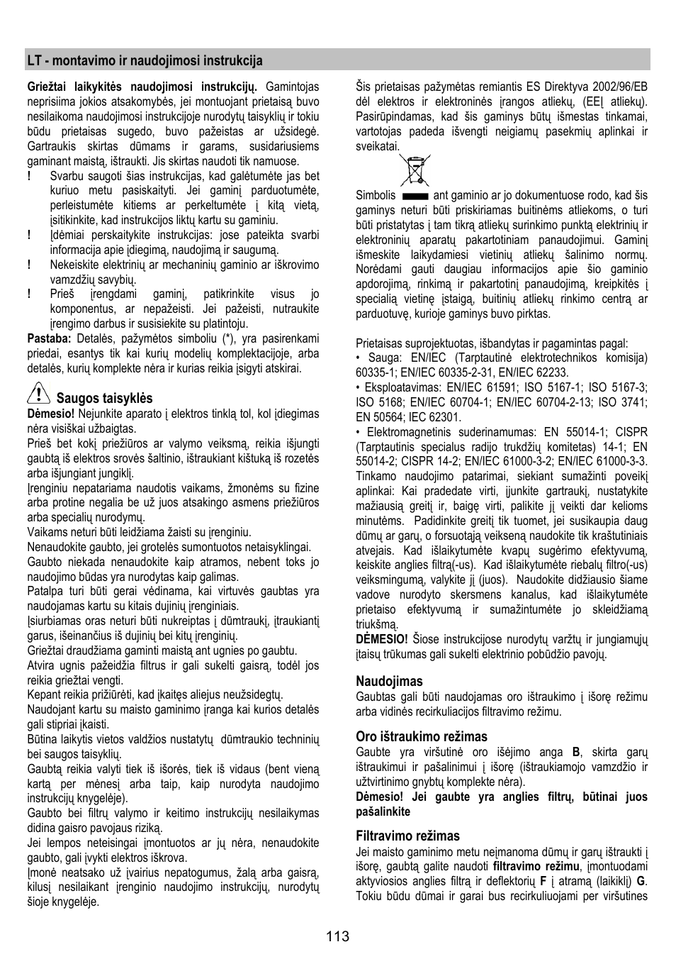 ELICA CHROME User Manual | Page 113 / 148