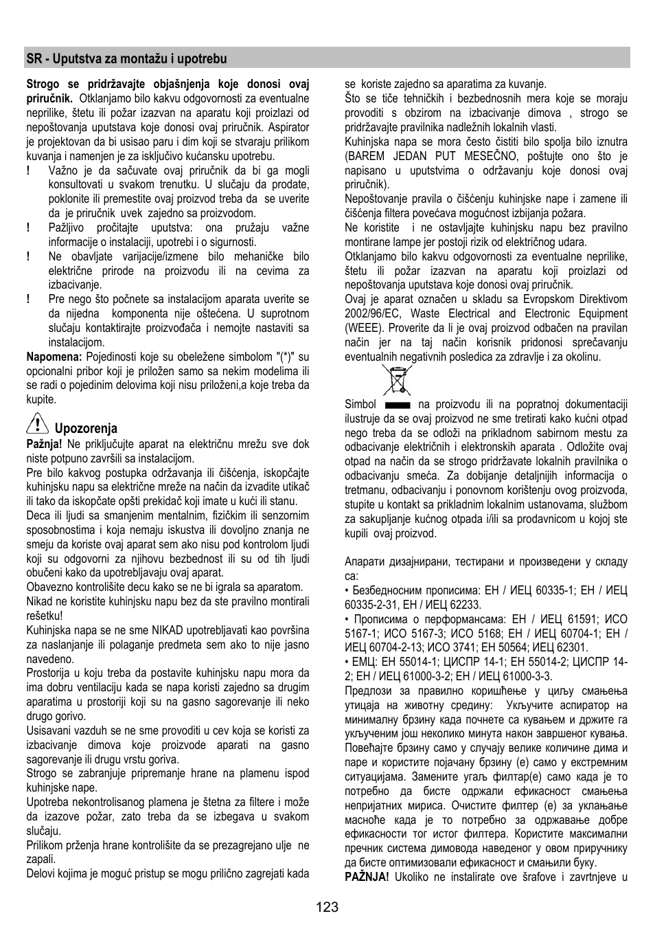 ELICA CHROME User Manual | Page 123 / 148
