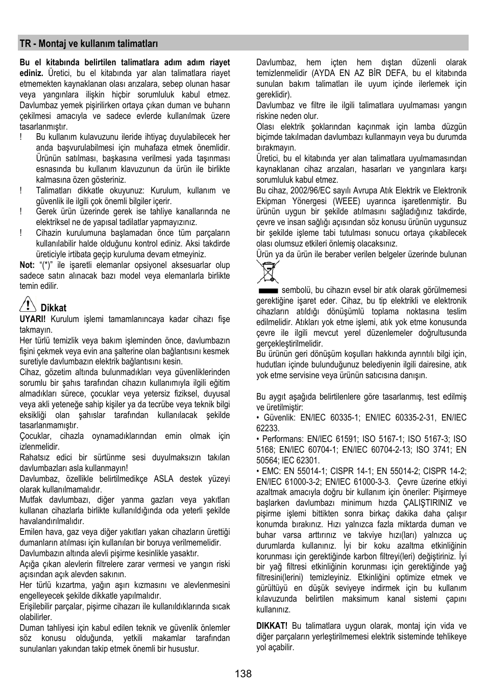 ELICA CHROME User Manual | Page 138 / 148