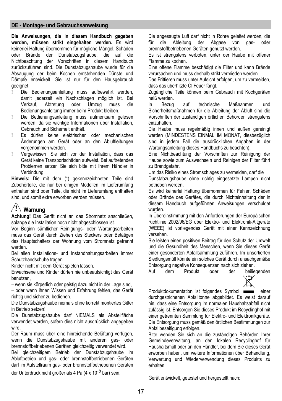 ELICA CHROME User Manual | Page 17 / 148