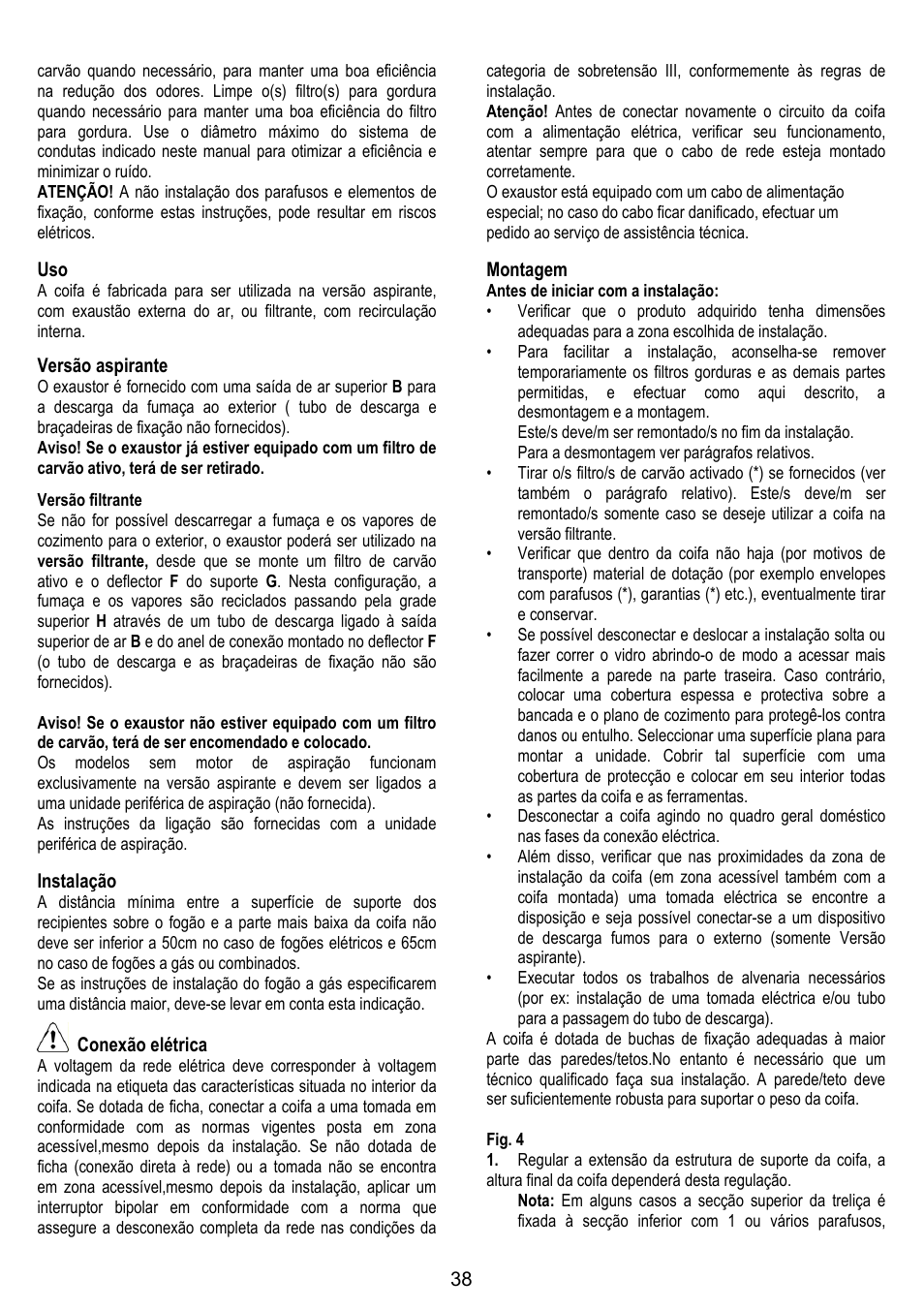 ELICA CHROME User Manual | Page 38 / 148