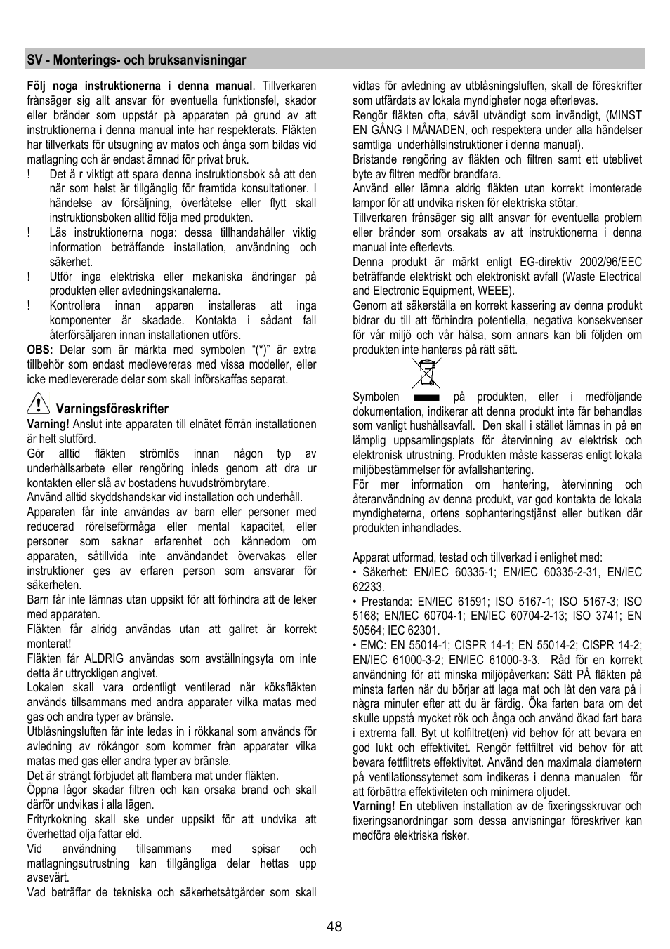 ELICA CHROME User Manual | Page 48 / 148