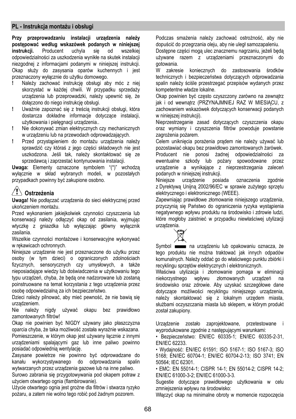 ELICA CHROME User Manual | Page 68 / 148
