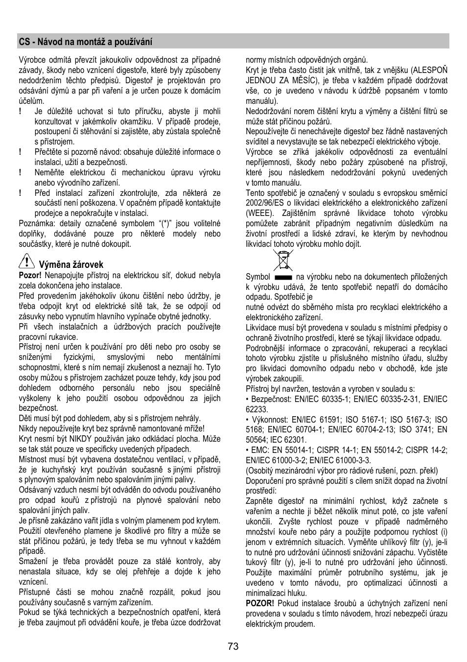 ELICA CHROME User Manual | Page 73 / 148