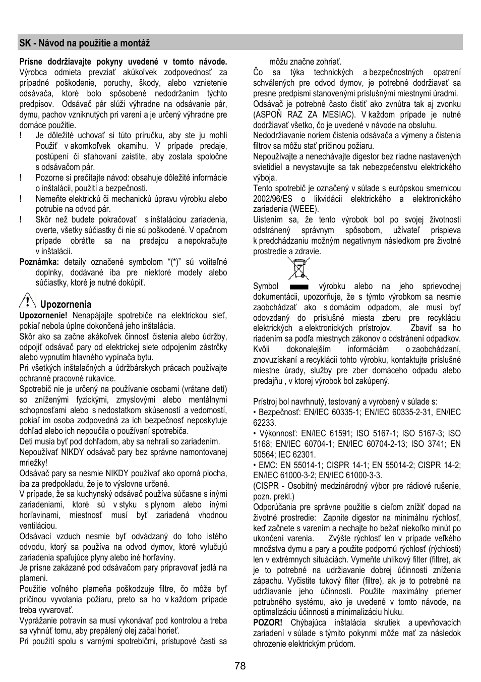ELICA CHROME User Manual | Page 78 / 148