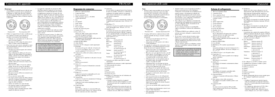 Français connexions des appareils, Collegamento delle unità, Italiano | Diagramme de connexion, Schema di collegamento | Pioneer DEH-P6900IB User Manual | Page 7 / 8