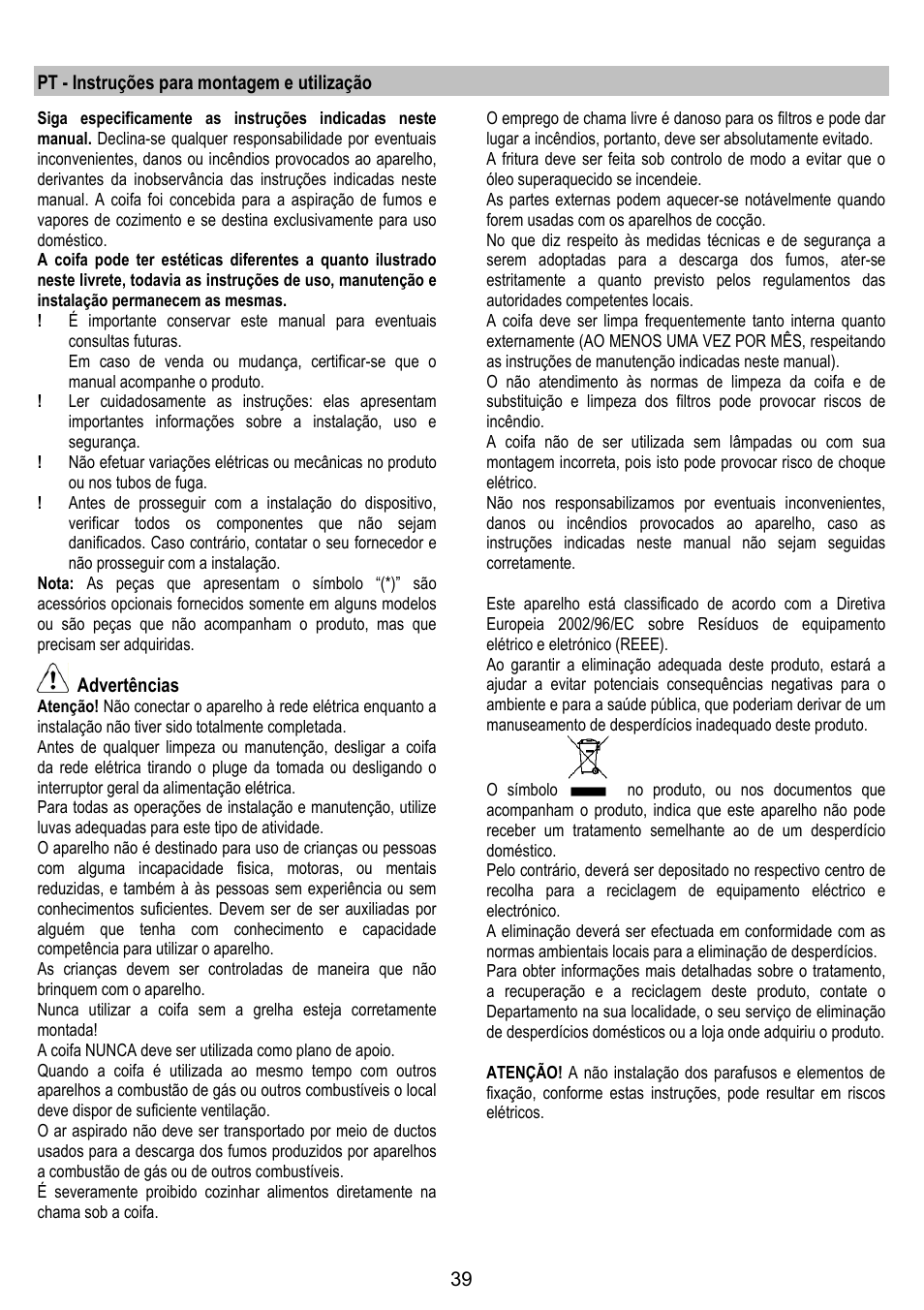 ELICA CIRCUS PLUS User Manual | Page 39 / 144