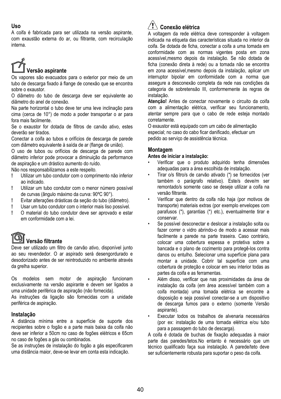 ELICA CIRCUS PLUS User Manual | Page 40 / 144