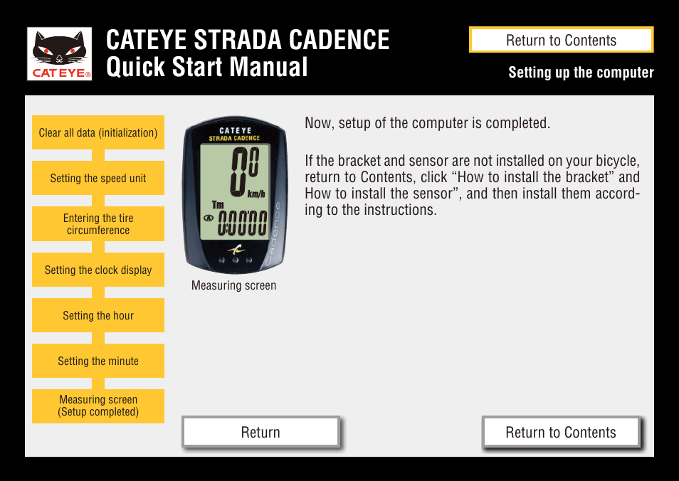 Cateye strada cadence quick start manual | CatEye STRADA CC-RD200 User Manual | Page 12 / 23