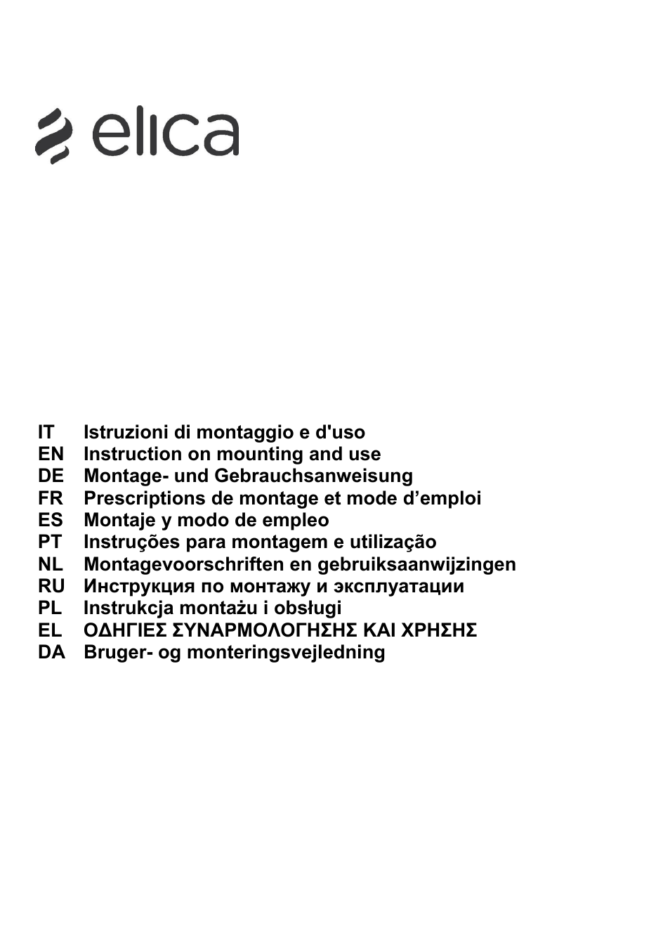 ELICA ETOILE User Manual | 60 pages