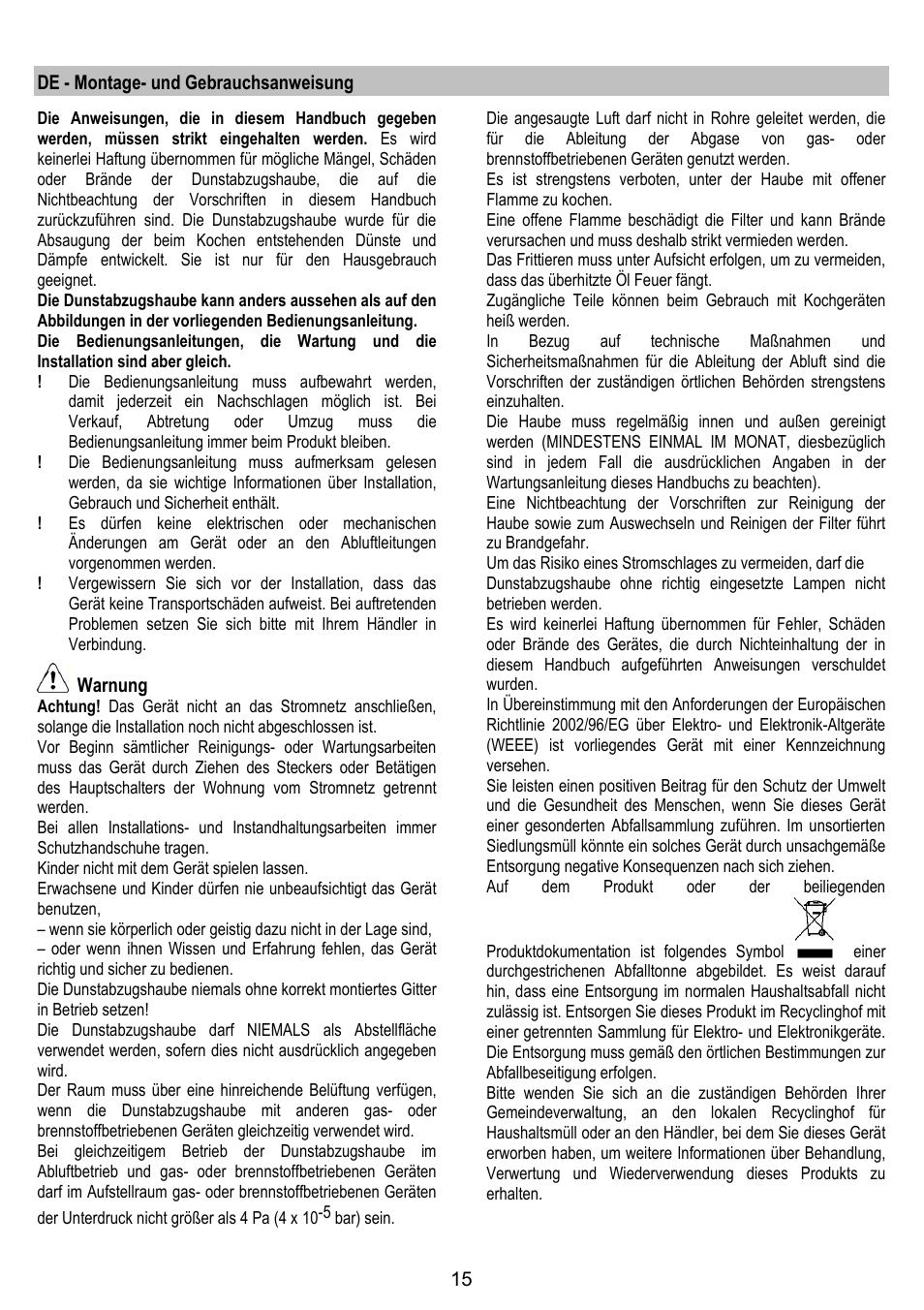 ELICA ETOILE User Manual | Page 15 / 60
