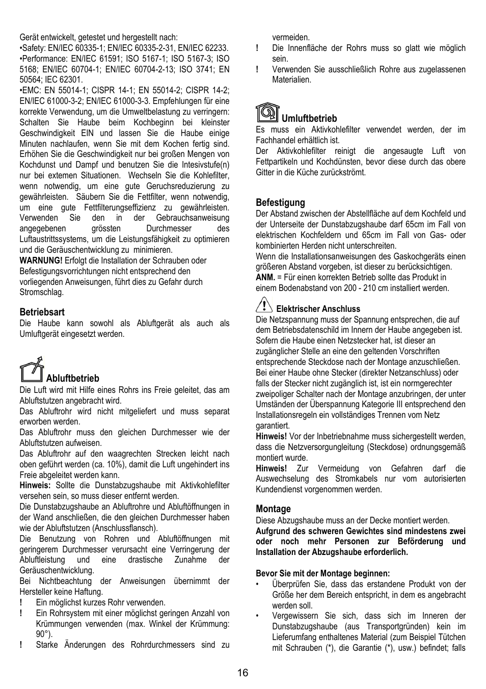 ELICA ETOILE User Manual | Page 16 / 60