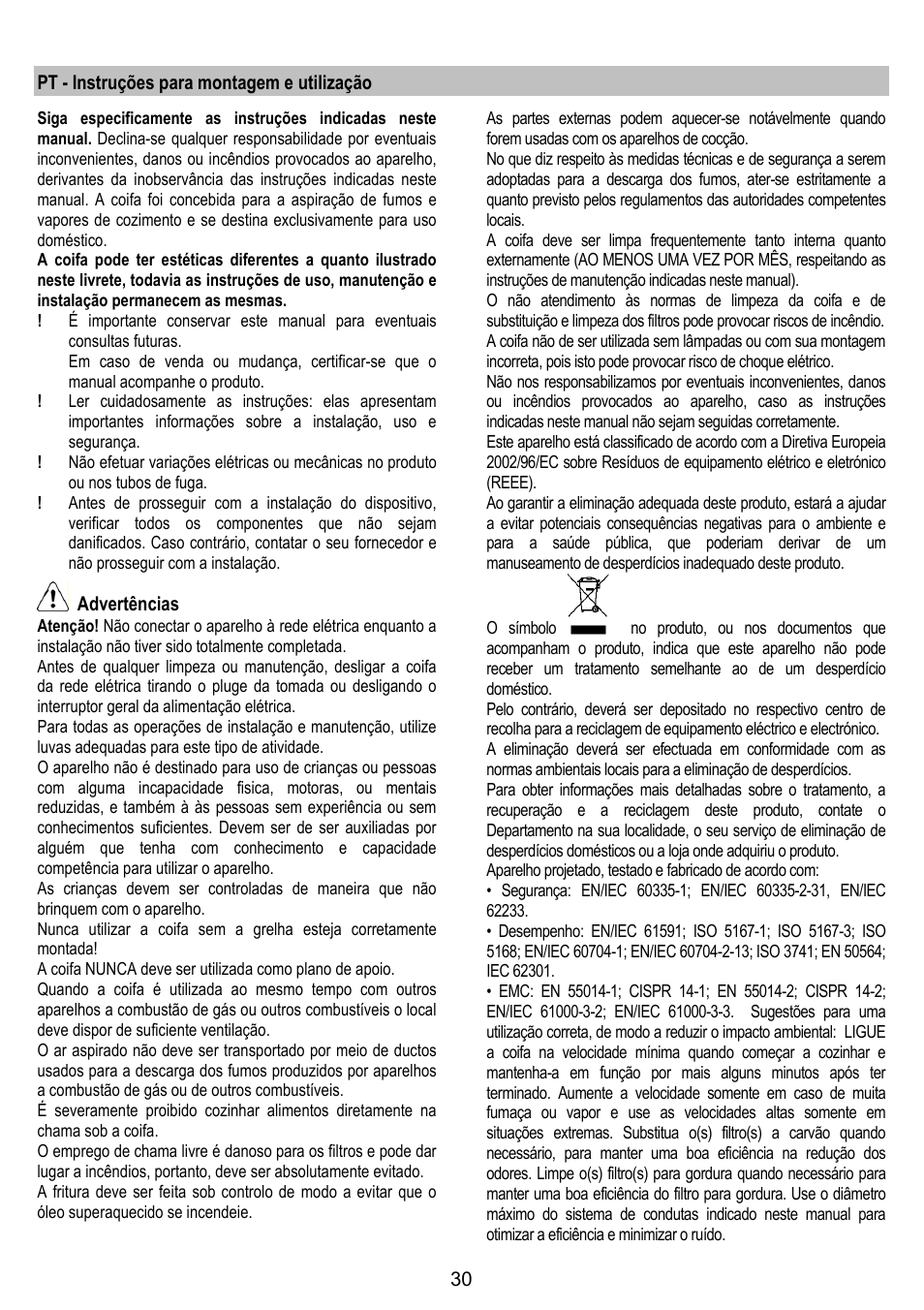 ELICA ETOILE User Manual | Page 30 / 60