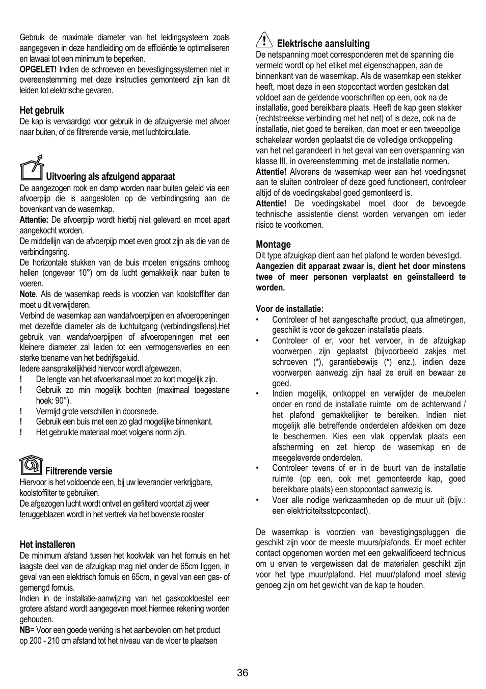 ELICA ETOILE User Manual | Page 36 / 60