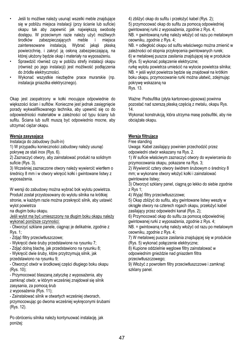 ELICA ETOILE User Manual | Page 47 / 60