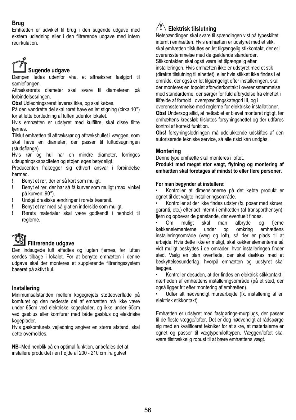ELICA ETOILE User Manual | Page 56 / 60