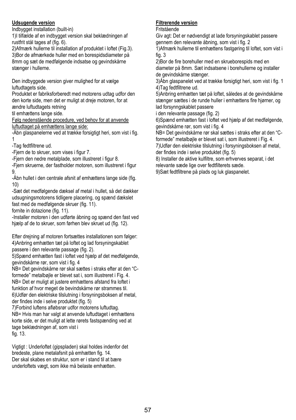 ELICA ETOILE User Manual | Page 57 / 60