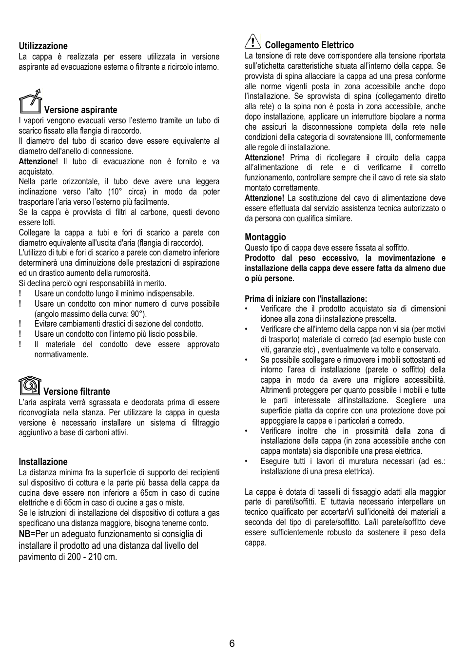 ELICA ETOILE User Manual | Page 6 / 60