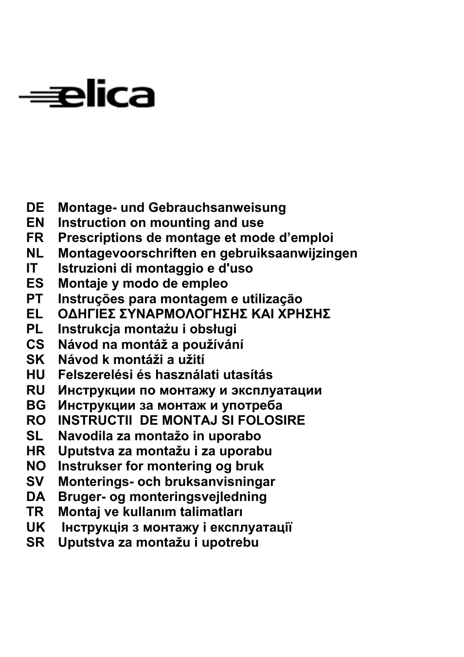 ELICA FEEL User Manual | 84 pages