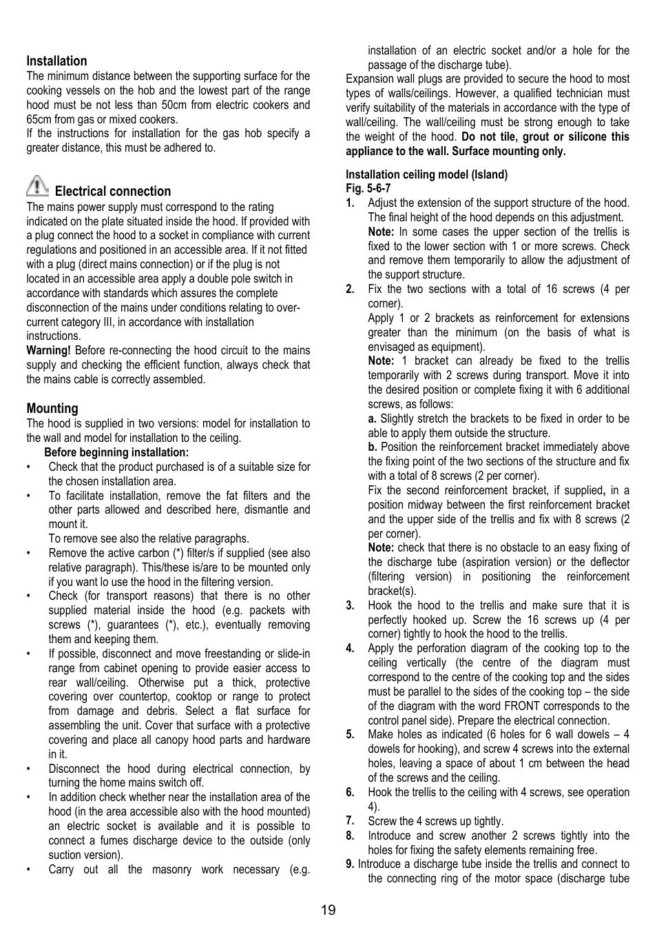 ELICA FLAT GLASS User Manual | Page 19 / 64