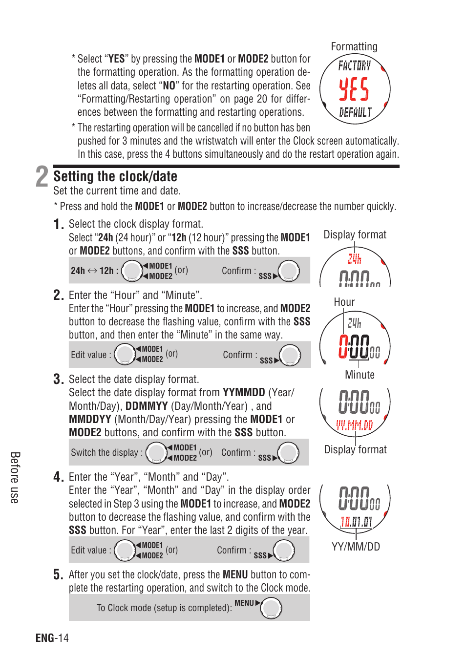 Setting the clock/date, Before use | CatEye Q3 User Manual | Page 15 / 79