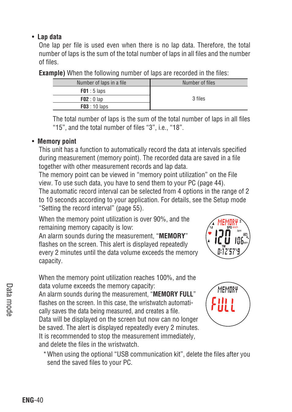 Data mode | CatEye Q3 User Manual | Page 41 / 79