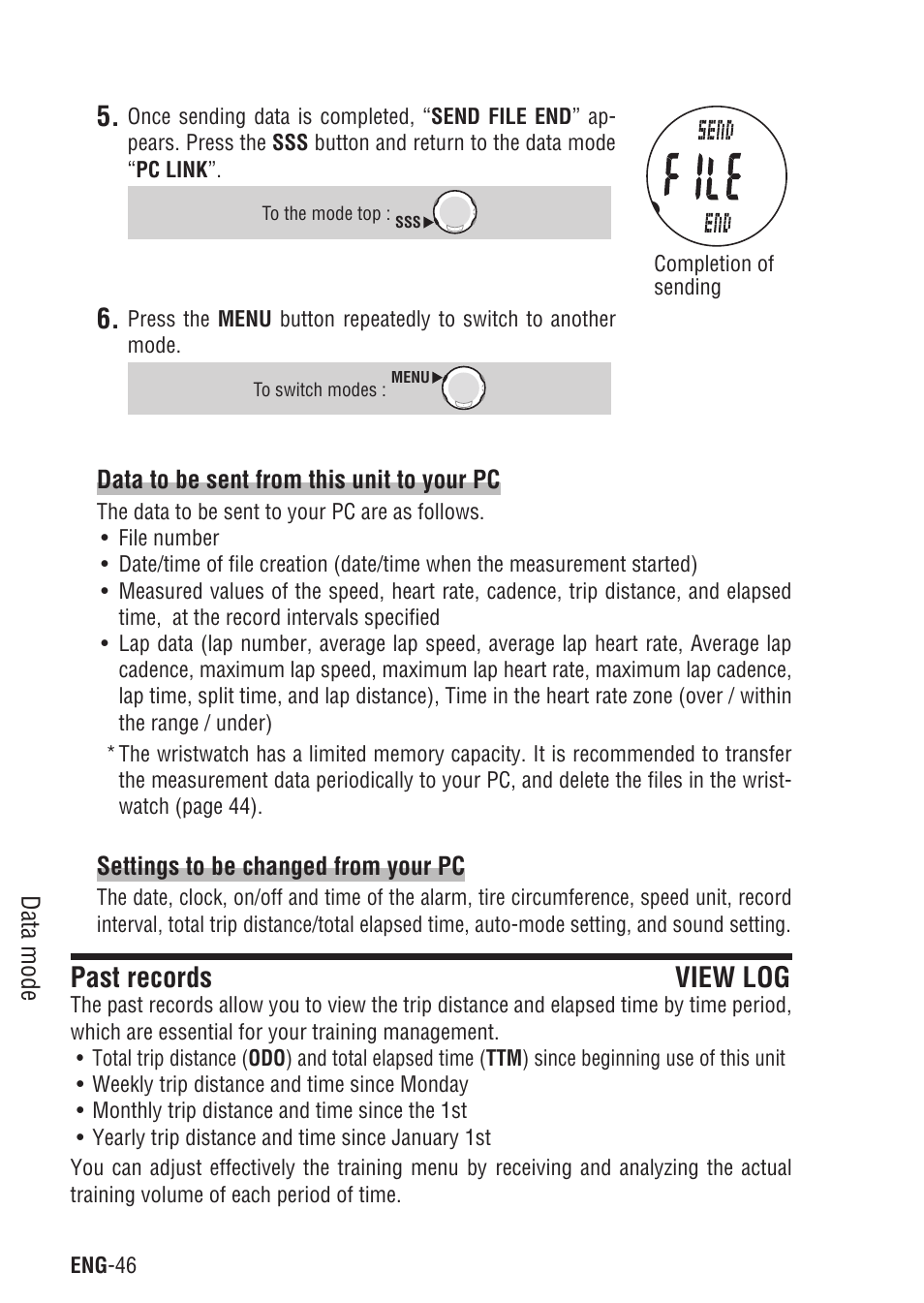 Past records view log, Past records | CatEye Q3 User Manual | Page 47 / 79