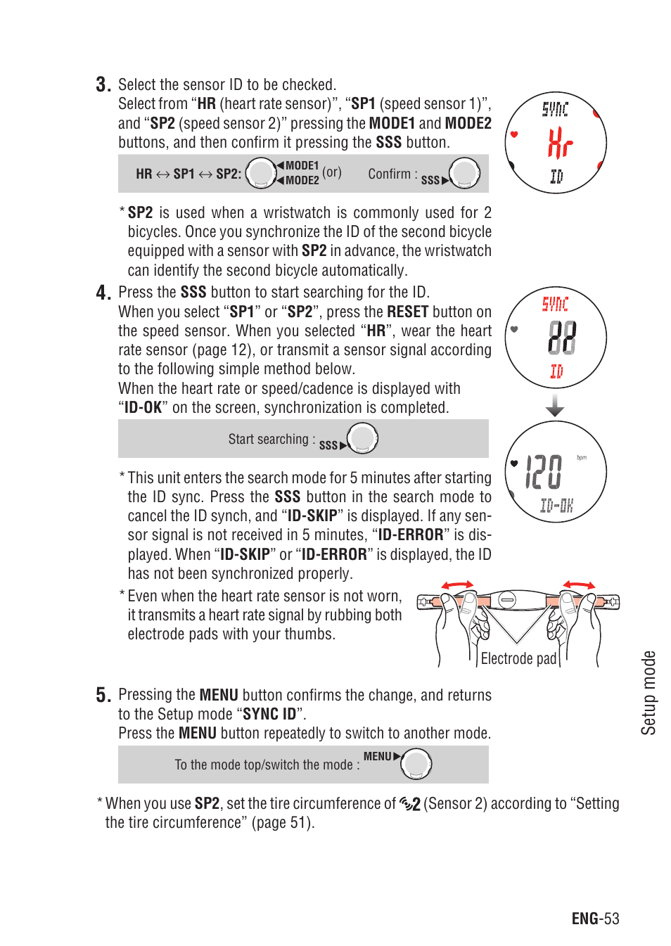 Setup mode | CatEye Q3 User Manual | Page 54 / 79