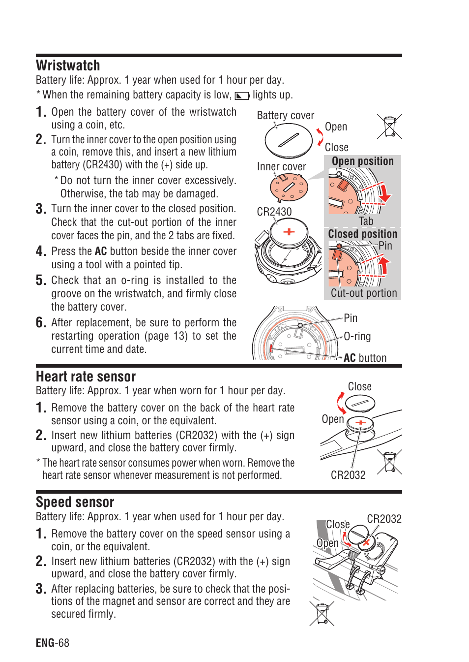 Wristwatch, Heart rate sensor, Speed sensor | Wristwatch heart rate sensor speed sensor | CatEye Q3 User Manual | Page 69 / 79