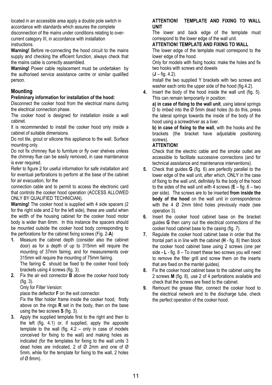 ELICA GLIDE User Manual | Page 11 / 96