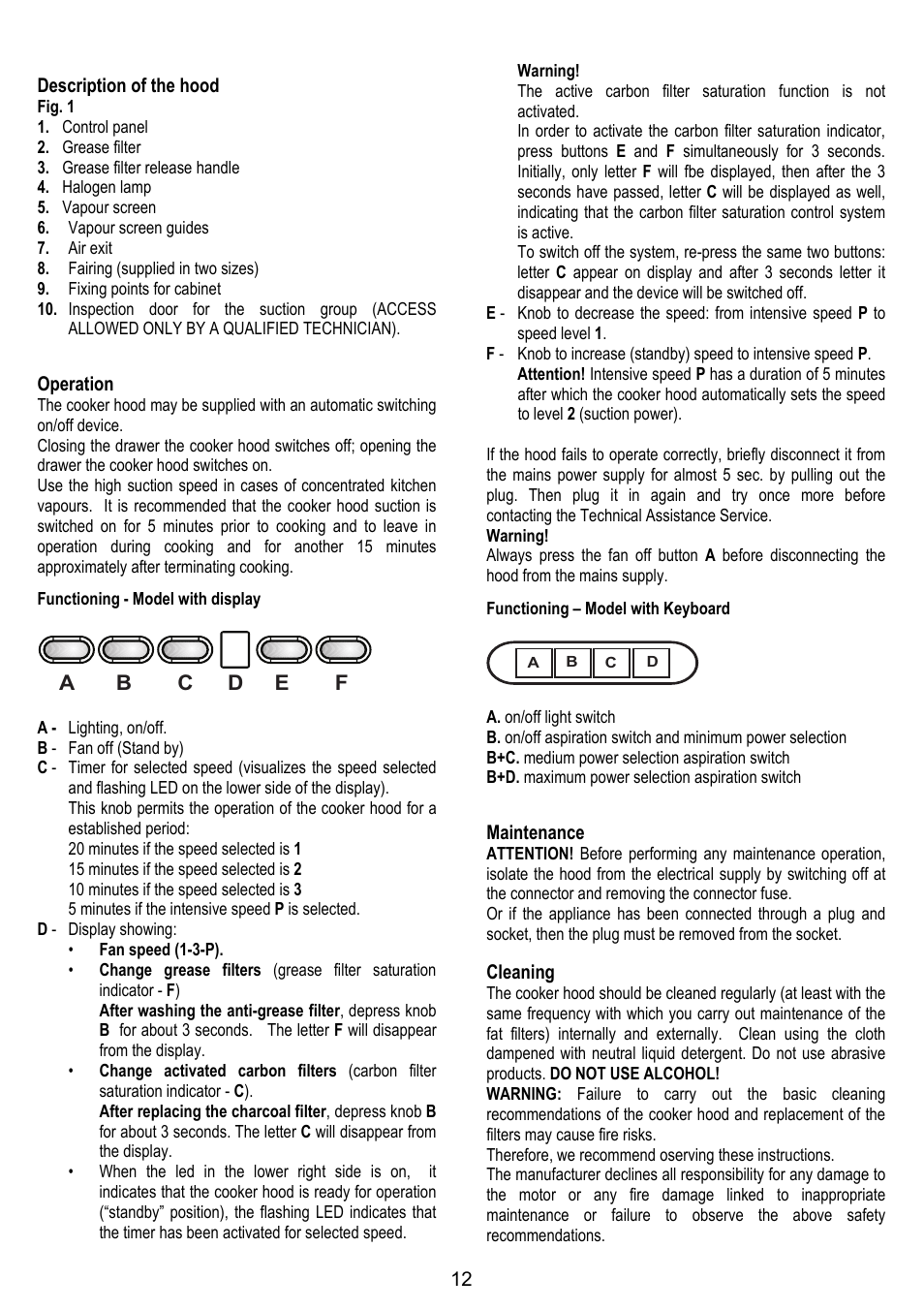 ELICA GLIDE User Manual | Page 12 / 96