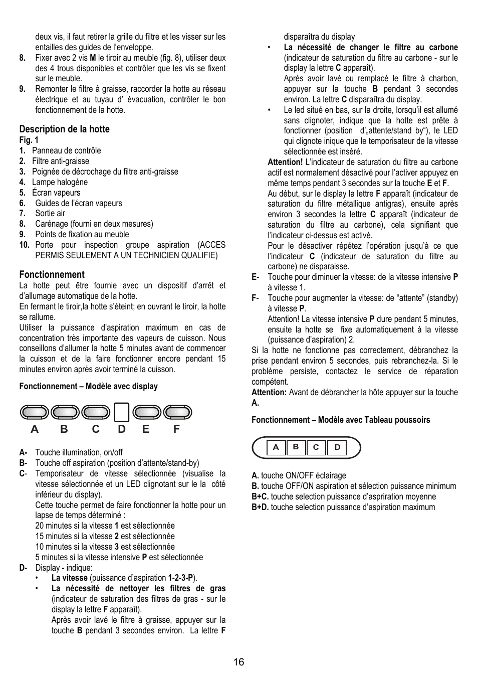 ELICA GLIDE User Manual | Page 16 / 96
