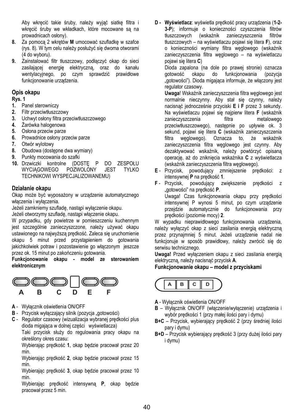 ELICA GLIDE User Manual | Page 40 / 96