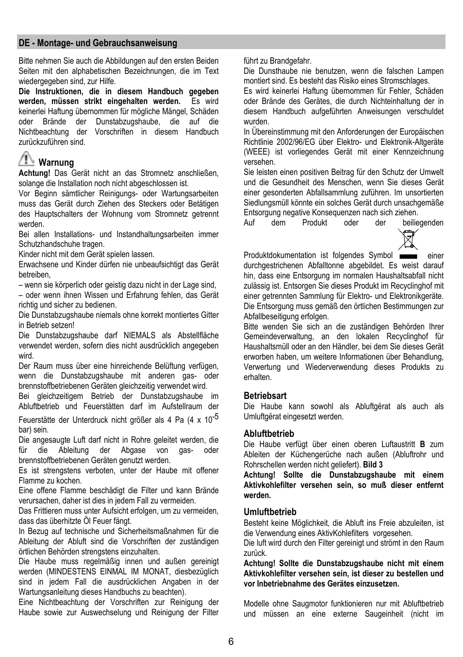 ELICA GLIDE User Manual | Page 6 / 96