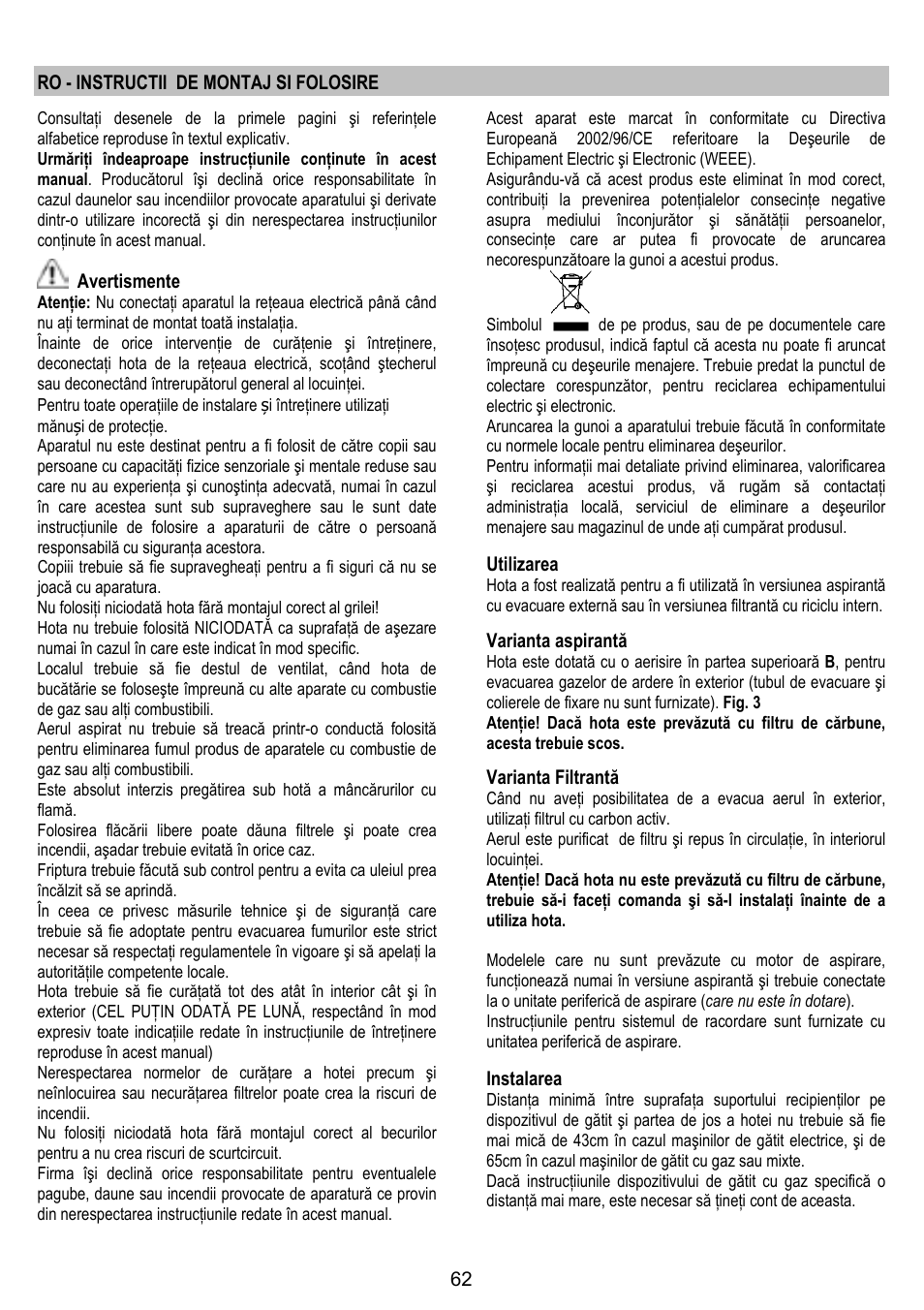 ELICA GLIDE User Manual | Page 62 / 96