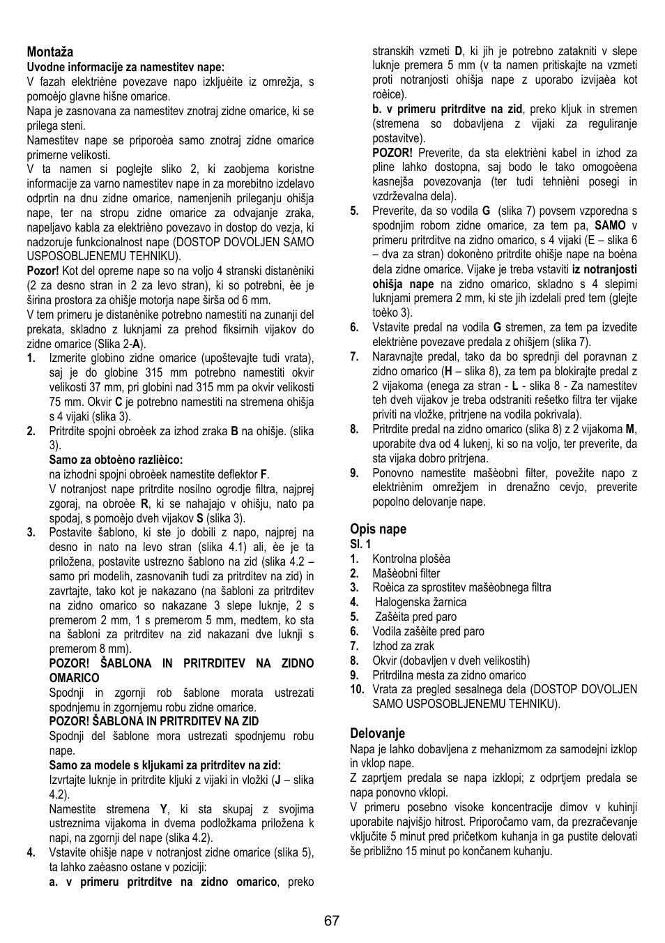 ELICA GLIDE User Manual | Page 67 / 96