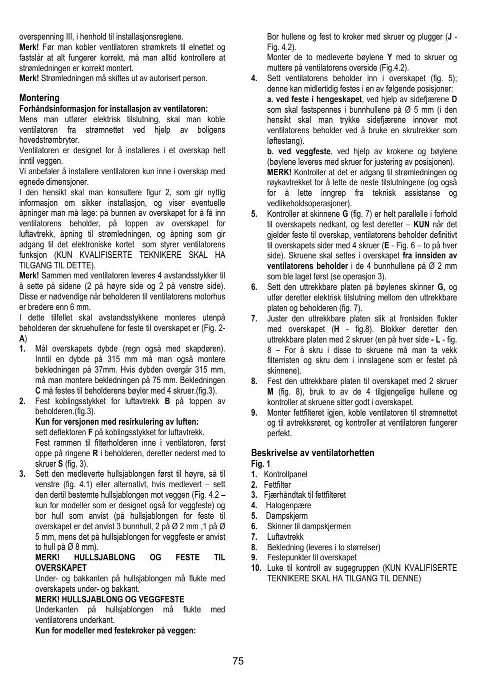 ELICA GLIDE User Manual | Page 75 / 96